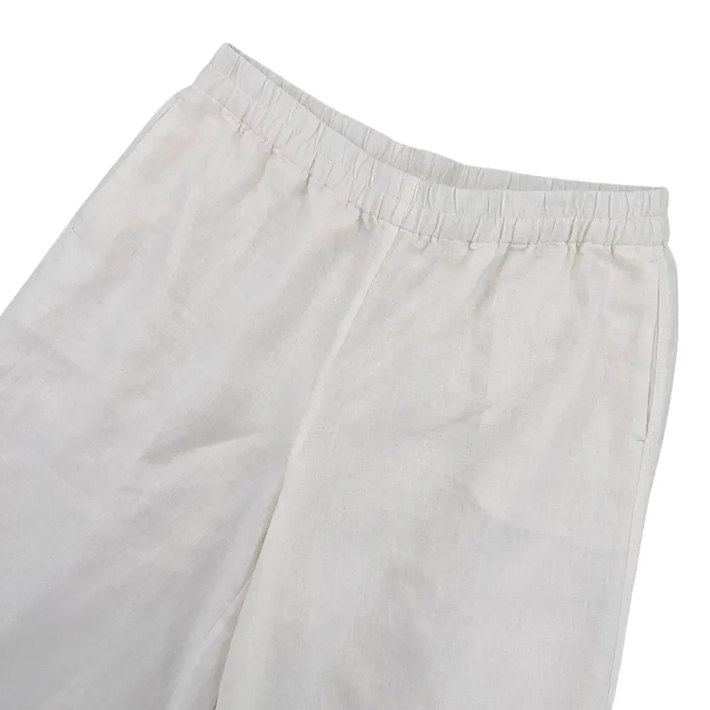 Banana Republic Off White 100% Linen Wide Leg Cropped Pants Fully Lined Size XL